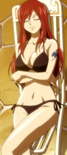 erza scarlet sexy black swimsuit 1
