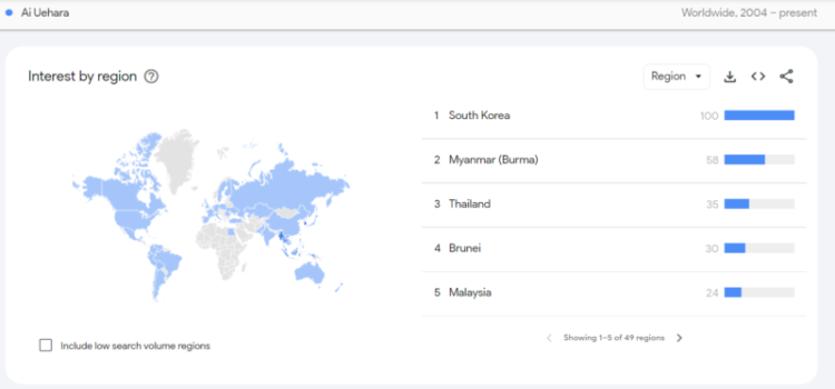 The Top 15 Japanese Porn Stars Of All Time (According To Reddit) NSFW 57 Ai Uehara google trends map