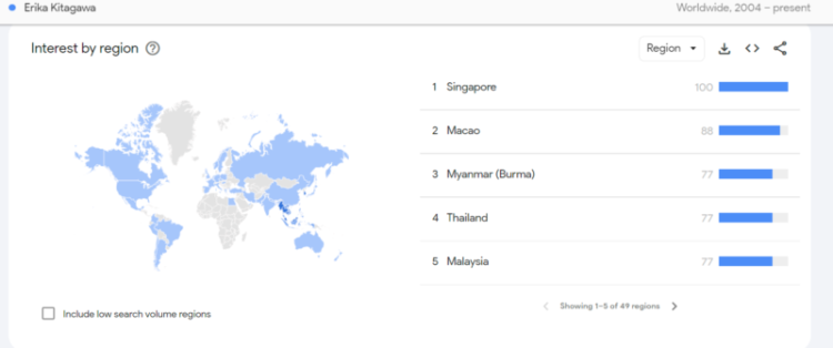 The Top 15 Japanese Porn Stars Of All Time (According To Reddit) NSFW 63 Erika Kitagawa google trends map